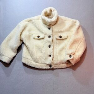 Lularoe Cream Teddy Bear Sherpa Jacket Button Up Warm Coat Large‎